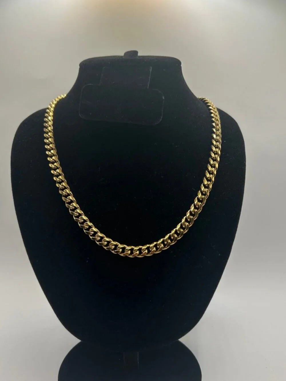 Mens Real Gold Cuban Chain Stainless Steel Plated 7mm 22 Inch Waterproof Solid